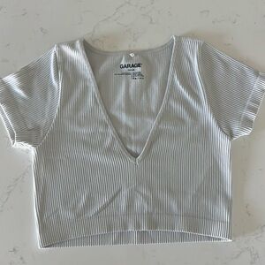 garage cropped white tshirt